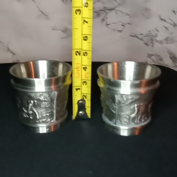 Pewter Thai element Elephant Scene Shot Glass Set - Picture 7 of 10